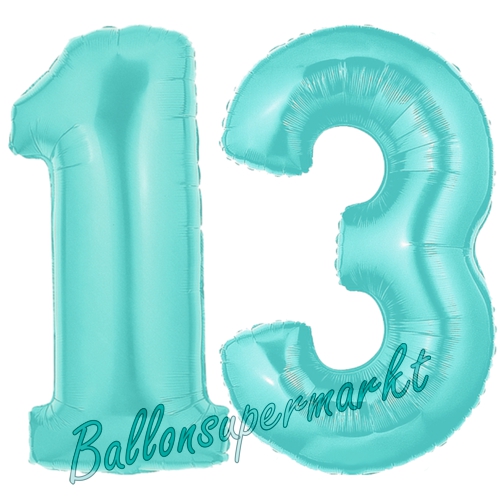 Folienballons-Zahlen-13-Tuerkis-Luftballons-Geschenk-13.-Geburtstag-Jubilaeum-Firmenveranstaltung