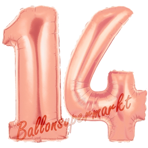 Folienballons-Zahlen-14-Rosegold-Luftballons-Geschenk-14.-Geburtstag-Jubilaeum-Firmenveranstaltung