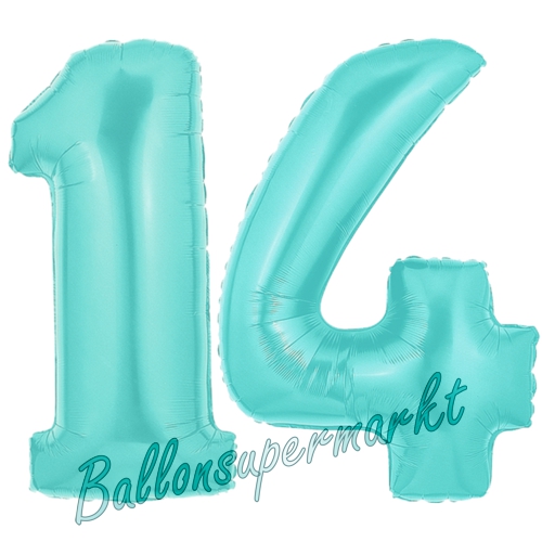 Folienballons-Zahlen-14-Tuerkis-Luftballons-Geschenk-14.-Geburtstag-Jubilaeum-Firmenveranstaltung