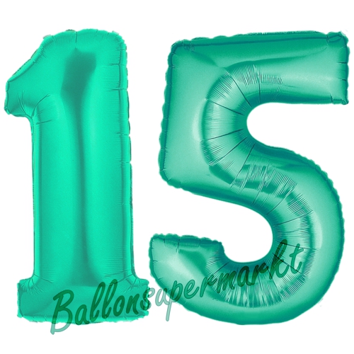 Folienballons-Zahlen-15-Aquamarin-Luftballons-Geschenk-15.-Geburtstag-Jubilaeum-Firmenveranstaltung