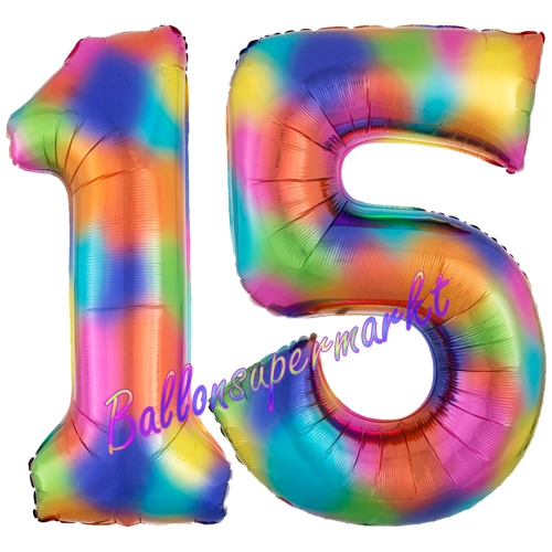 Folienballons-Zahlen-15-Regenbogen-Luftballons-Geschenk-15.-Geburtstag-Jubilaeum-Firmenveranstaltung