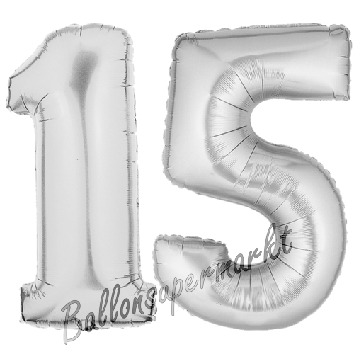 Folienballons-Zahlen-15-Silber-Luftballons-Geschenk-15.-Geburtstag-Jubilaeum-Firmenveranstaltung