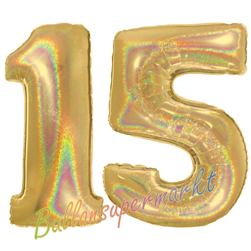 Folienballons-Zahlen-15-holografisch-Gold-Luftballons-Geschenk-15.-Geburtstag-Jubilaeum-Firmenveranstaltung