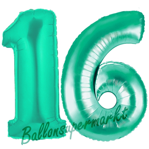 Folienballons-Zahlen-16-Aquamarin-Luftballons-Geschenk-16.-Geburtstag-Jubilaeum-Firmenveranstaltung