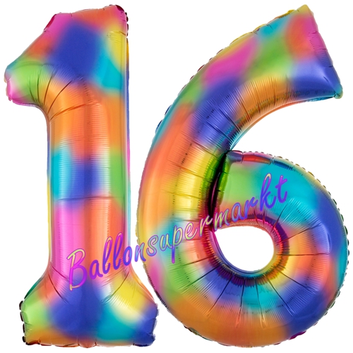 Folienballons-Zahlen-16-Regenbogen-Luftballons-Geschenk-16.-Geburtstag-Jubilaeum-Firmenveranstaltung