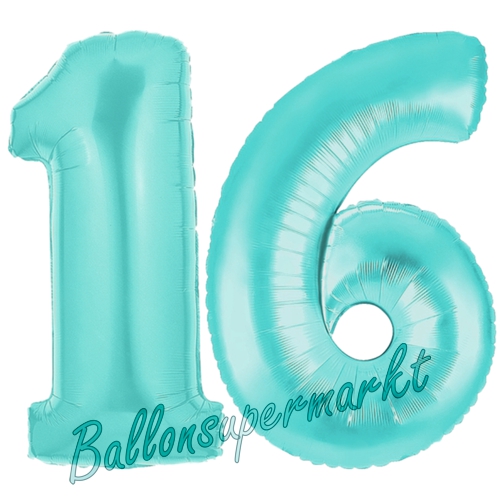 Folienballons-Zahlen-16-Tuerkis-Luftballons-Geschenk-16.-Geburtstag-Jubilaeum-Firmenveranstaltung