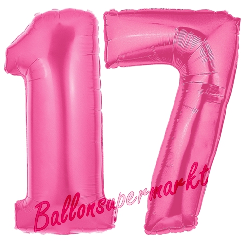 Folienballons-Zahlen-17-Pink-Luftballons-Geschenk-17.-Geburtstag-Jubilaeum-Firmenveranstaltung.