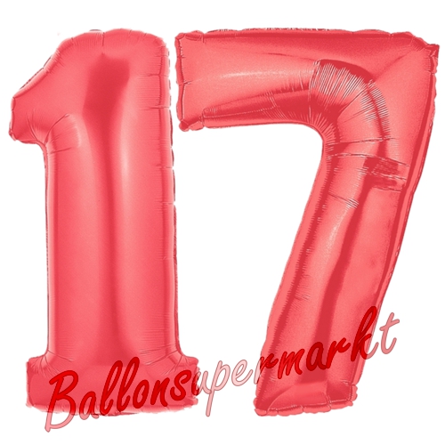 Folienballons-Zahlen-17-Rot-Luftballons-Geschenk-17.-Geburtstag-Jubilaeum-Firmenveranstaltung