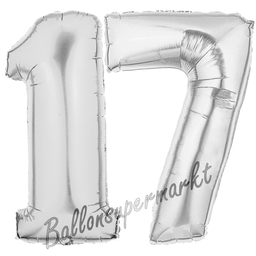 Folienballons-Zahlen-17-Silber-Luftballons-Geschenk-17.-Geburtstag-Jubilaeum-Firmenveranstaltung
