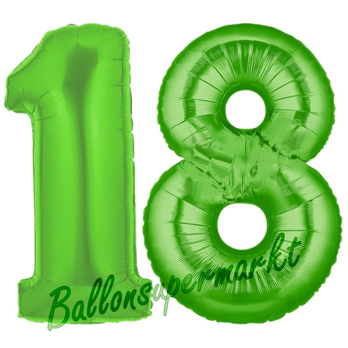 Folienballons-Zahlen-18-Gruen-Luftballons-Geschenk-18.-Geburtstag-Jubilaeum-Firmenveranstaltung