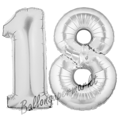 Folienballons-Zahlen-18-Silber-Luftballons-Geschenk-18.-Geburtstag-Jubilaeum-Firmenveranstaltung