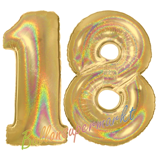 Folienballons-Zahlen-18-holografisch-Gold-Luftballons-Geschenk-18.-Geburtstag-Jubilaeum-Firmenveranstaltung