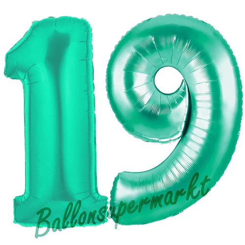Folienballons-Zahlen-19-Aquamarin-Luftballons-Geschenk-19.-Geburtstag-Jubilaeum-Firmenveranstaltung