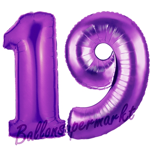 Folienballons-Zahlen-19-Lila-Luftballons-Geschenk-19.-Geburtstag-Jubilaeum-Firmenveranstaltung