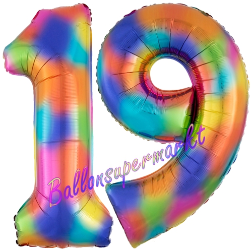 Folienballons-Zahlen-19-Regenbogen-Luftballons-Geschenk-19.-Geburtstag-Jubilaeum-Firmenveranstaltung