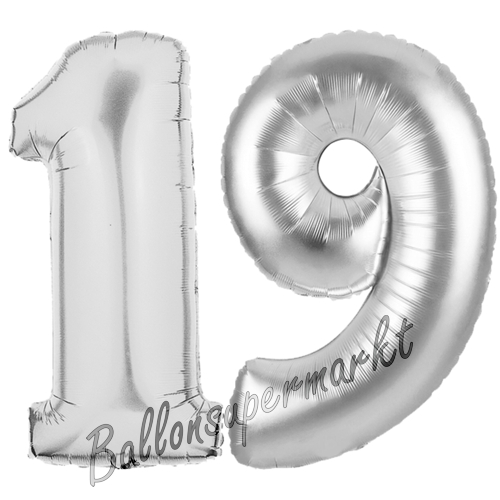 Folienballons-Zahlen-19-Silber-Luftballons-Geschenk-19.-Geburtstag-Jubilaeum-Firmenveranstaltung