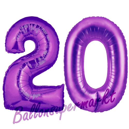 Folienballons-Zahlen-20-Lila-Luftballons-Geschenk-20.-Geburtstag-Jubilaeum-Firmenveranstaltung