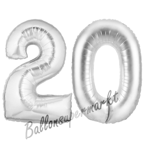 Folienballons-Zahlen-20-Silber-Luftballons-Geschenk-20.-Geburtstag-Jubilaeum-Firmenveranstaltung