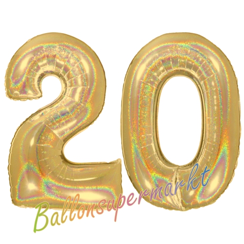 Folienballons-Zahlen-20-holografisch-Gold-Luftballons-Geschenk-20.-Geburtstag-Jubilaeum-Firmenveranstaltung