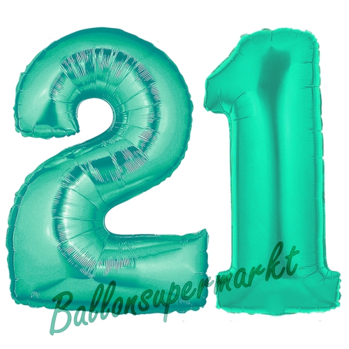 Folienballons-Zahlen-21-Aquamarin-Luftballons-Geschenk-21.-Geburtstag-Jubilaeum-Firmenveranstaltung
