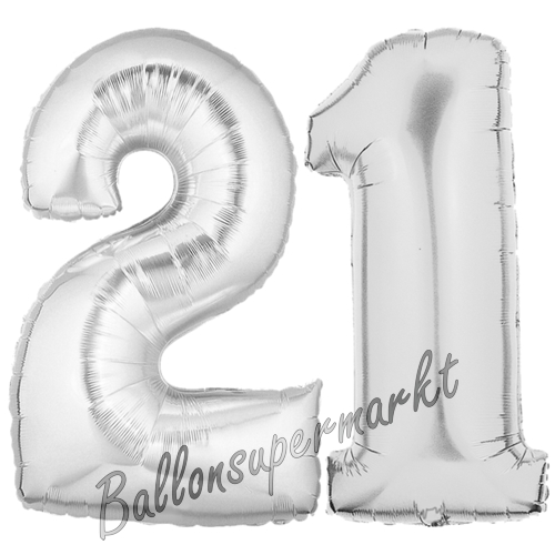 Folienballons-Zahlen-21-Silber-Luftballons-Geschenk-21.-Geburtstag-Jubilaeum-Firmenveranstaltung