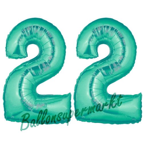 Folienballons-Zahlen-22-Aquamarin-Luftballons-Geschenk-22.-Geburtstag-Jubilaeum-Firmenveranstaltung
