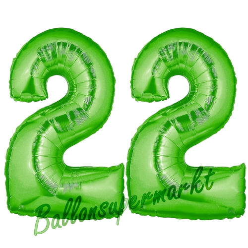 Folienballons-Zahlen-22-Gruen-Luftballons-Geschenk-22.-Geburtstag-Jubilaeum-Firmenveranstaltung