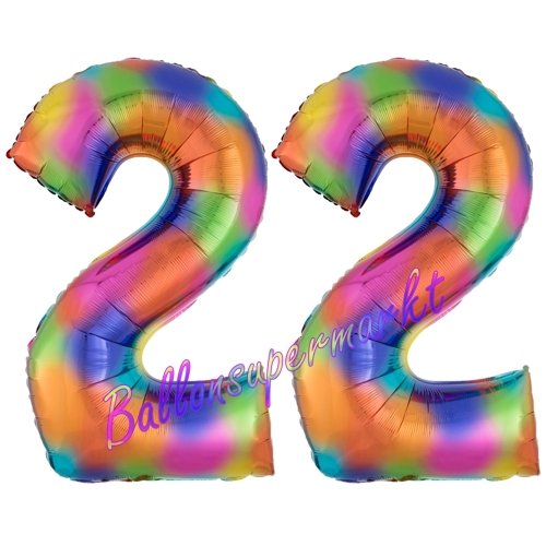 Folienballons-Zahlen-22-Regenbogen-Luftballons-Geschenk-22.-Geburtstag-Jubilaeum-Firmenveranstaltung