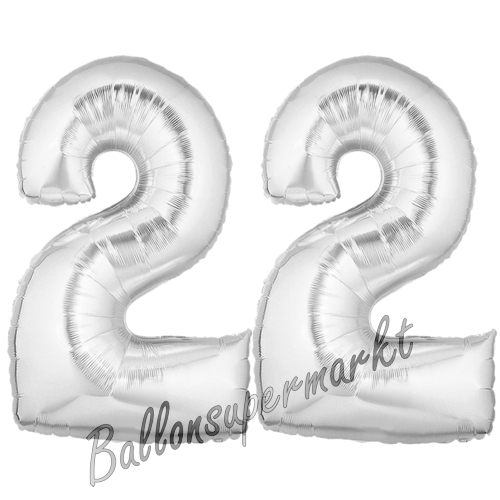 Folienballons-Zahlen-22-Silber-Luftballons-Geschenk-22.-Geburtstag-Jubilaeum-Firmenveranstaltung