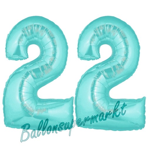 Folienballons-Zahlen-22-Tuerkis-Luftballons-Geschenk-22.-Geburtstag-Jubilaeum-Firmenveranstaltung