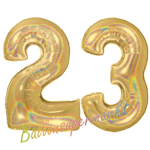 Folienballons-Zahlen-23-holografisch-Gold-Luftballons-Geschenk-23.-Geburtstag-Jubilaeum-Firmenveranstaltung