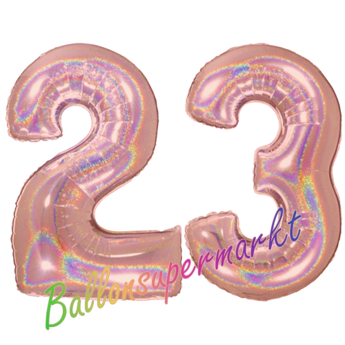 Folienballons-Zahlen-23-holografisch-Rosegold-Luftballons-Geschenk-23.-Geburtstag-Jubilaeum-Firmenveranstaltung