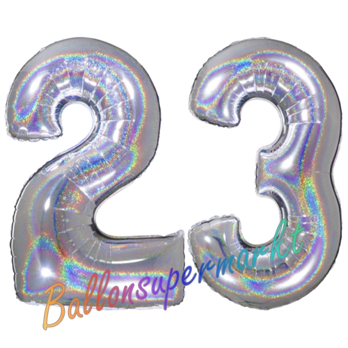 Folienballons-Zahlen-23-holografisch-Silber-Luftballons-Geschenk-23.-Geburtstag-Jubilaeum-Firmenveranstaltung
