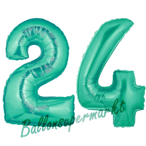 Folienballons-Zahlen-24-Aquamarin-Luftballons-Geschenk-24.-Geburtstag-Jubilaeum-Firmenveranstaltung