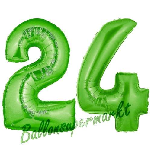 Folienballons-Zahlen-24-Gruen-Luftballons-Geschenk-24.-Geburtstag-Jubilaeum-Firmenveranstaltung