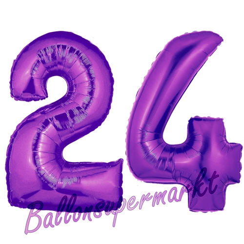 Folienballons-Zahlen-24-Lila-Luftballons-Geschenk-24.-Geburtstag-Jubilaeum-Firmenveranstaltung