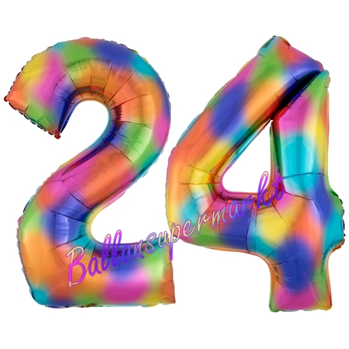 Folienballons-Zahlen-24-Regenbogen-Luftballons-Geschenk-24.-Geburtstag-Jubilaeum-Firmenveranstaltung