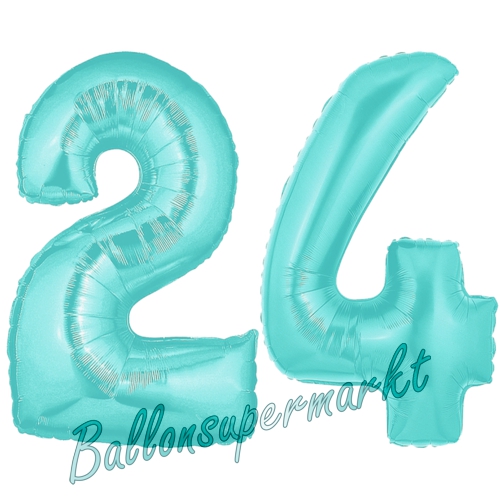 Folienballons-Zahlen-24-Tuerkis-Luftballons-Geschenk-24.-Geburtstag-Jubilaeum-Firmenveranstaltung