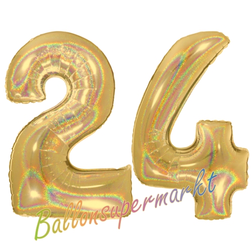 Folienballons-Zahlen-24-holografisch-Gold-Luftballons-Geschenk-24.-Geburtstag-Jubilaeum-Firmenveranstaltung