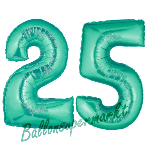 Folienballons-Zahlen-25-Aquamarin-Luftballons-Geschenk-25.-Geburtstag-Jubilaeum-Firmenveranstaltung