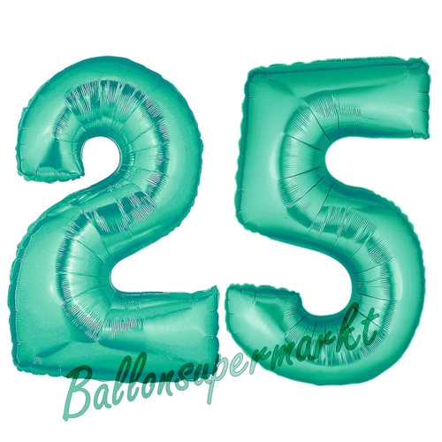Folienballons-Zahlen-25-Aquamarin-Luftballons-Geschenk-25.-Geburtstag-Jubilaeum-Firmenveranstaltung