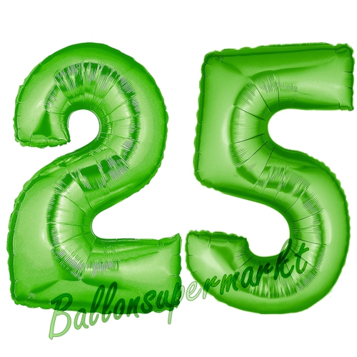 Folienballons-Zahlen-25-Gruen-Luftballons-Geschenk-25.-Geburtstag-Jubilaeum-Firmenveranstaltung