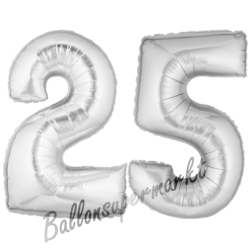Folienballons-Zahlen-25-Silber-Luftballons-Geschenk-25.-Geburtstag-Jubilaeum-Firmenveranstaltung