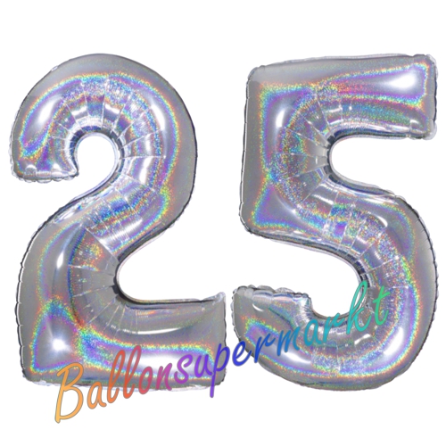 Folienballons-Zahlen-25-holografisch-Silber-Luftballons-Geschenk-25.-Geburtstag-Jubilaeum-Firmenveranstaltung