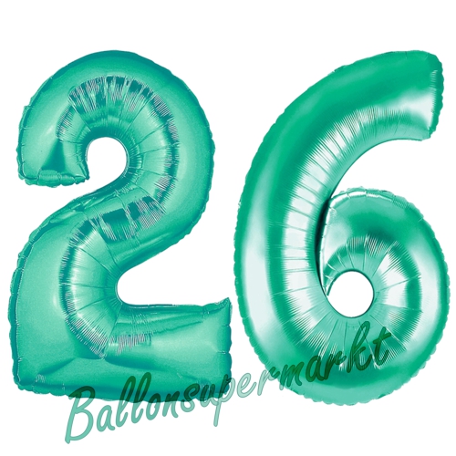 Folienballons-Zahlen-26-Aquamarin-Luftballons-Geschenk-26.-Geburtstag-Jubilaeum-Firmenveranstaltung