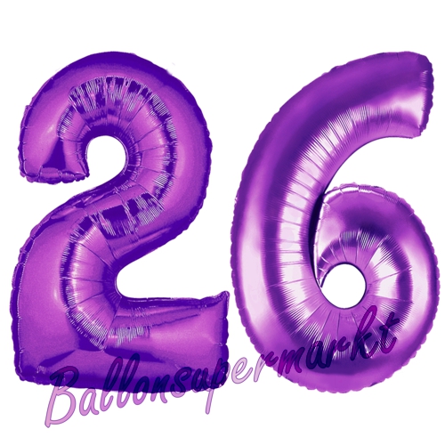Folienballons-Zahlen-26-Lila-Luftballons-Geschenk-26.-Geburtstag-Jubilaeum-Firmenveranstaltung