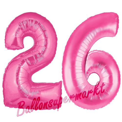 Folienballons-Zahlen-26-Pink-Luftballons-Geschenk-26.-Geburtstag-Jubilaeum-Firmenveranstaltung