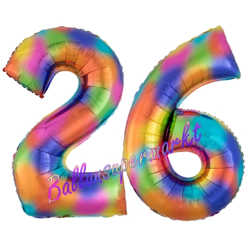 Folienballons-Zahlen-26-Regenbogen-Luftballons-Geschenk-26.-Geburtstag-Jubilaeum-Firmenveranstaltung