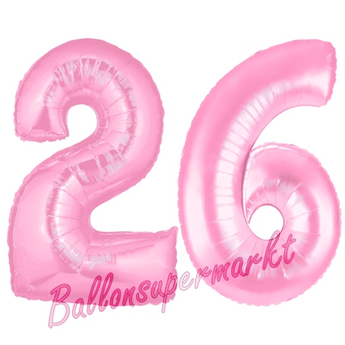 Folienballons-Zahlen-26-Rosa-Luftballons-Geschenk-26.-Geburtstag-Jubilaeum-Firmenveranstaltung