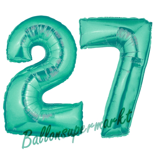 Folienballons-Zahlen-27-Aquamarin-Luftballons-Geschenk-27.-Geburtstag-Jubilaeum-Firmenveranstaltung